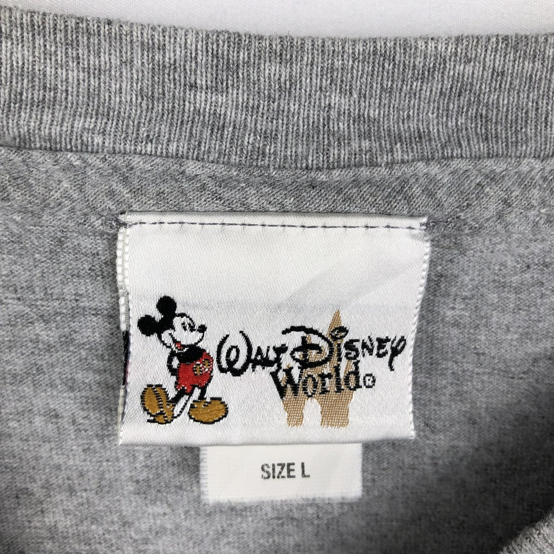 90'S Walt Disney World Disney Character Print Long-Sleeve T-Shirt, Men's Size L (Equivalent), Vintage cotton gray type Vintage Second Hand