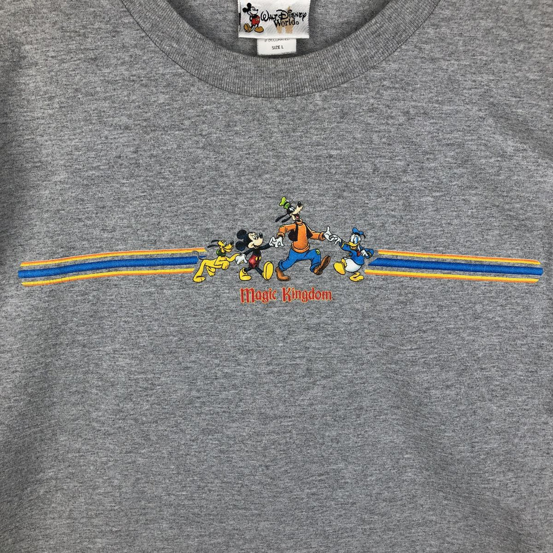 90'S Walt Disney World Disney Character Print Long-Sleeve T-Shirt, Men's Size L (Equivalent), Vintage cotton gray type Vintage Second Hand