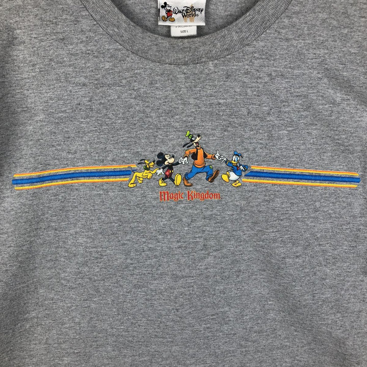 90'S Walt Disney World Disney Character Print Long-Sleeve T-Shirt, Men's Size L (Equivalent), Vintage cotton gray type Vintage Second Hand