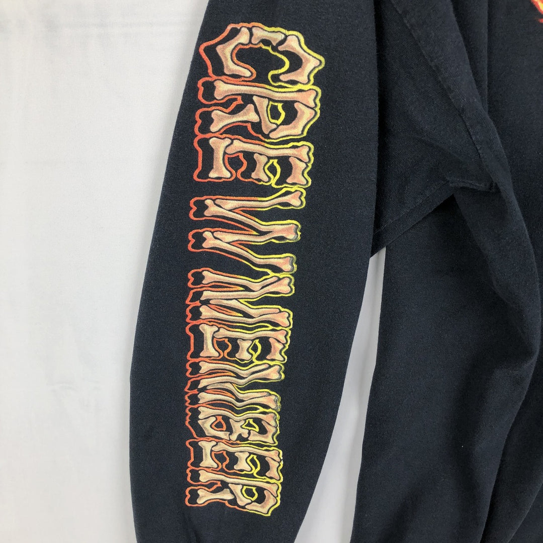 Gildan Fire Pattern Long-Sleeve T-Shirt (Men's XL equivalent) cotton black type Vintage Second Hand