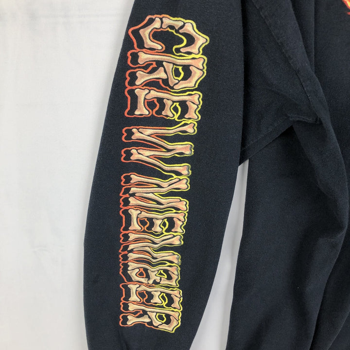 Gildan Fire Pattern Long-Sleeve T-Shirt (Men's XL equivalent) cotton black type Vintage Second Hand