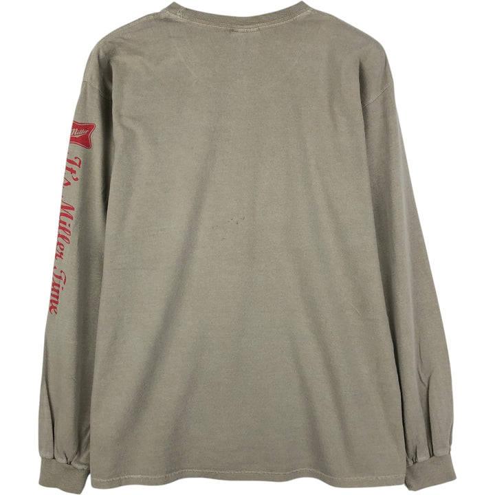 Anvil MILLER Advertising Long-Sleeve T-Shirt (Men's Size M) cotton brown type Vintage Second Hand