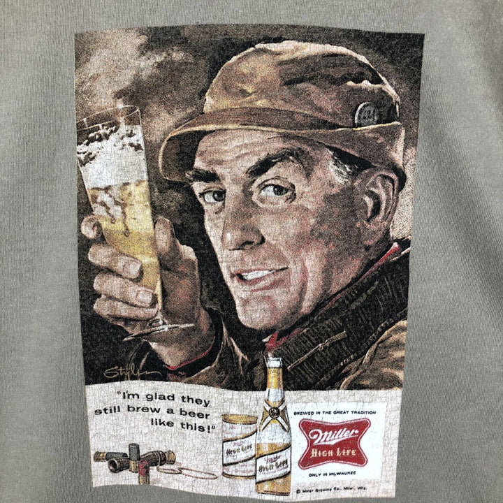 Anvil MILLER Advertising Long-Sleeve T-Shirt (Men's Size M) cotton brown type Vintage Second Hand