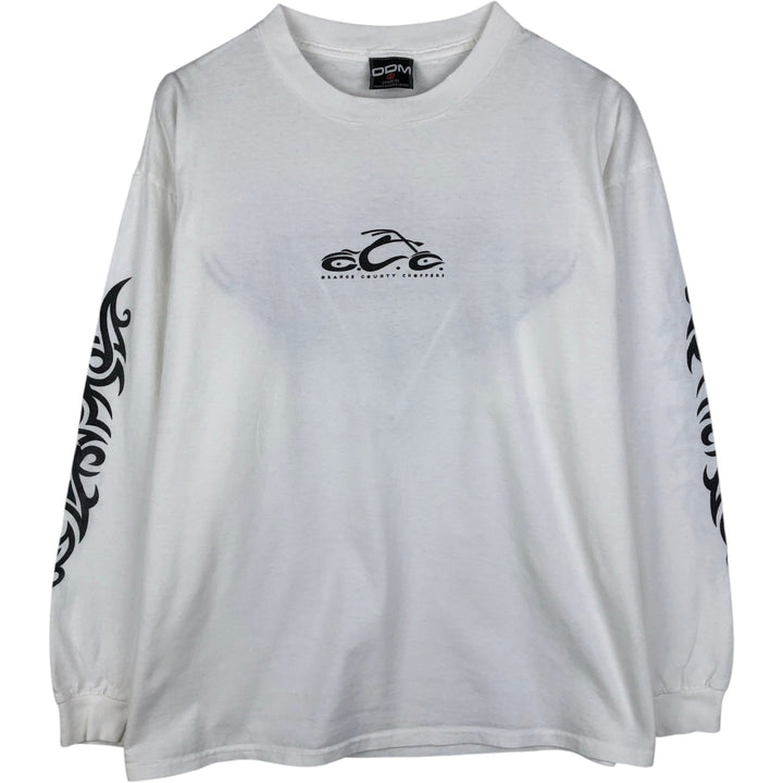 2000'S ODM Orange County Choppers Tribal Motorcycle Long-Sleeve T-Shirt (Men's XL equivalent) cotton white type Vintage Second Hand
