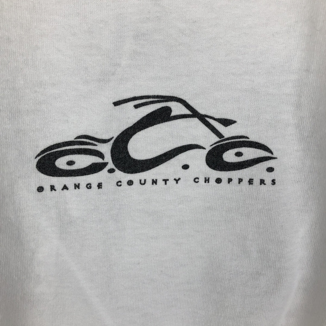 2000'S ODM Orange County Choppers Tribal Motorcycle Long-Sleeve T-Shirt (Men's XL equivalent) cotton white type Vintage Second Hand