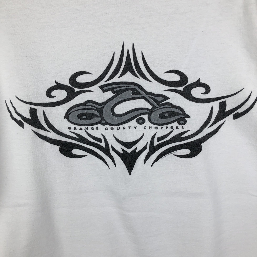 2000'S ODM Orange County Choppers Tribal Motorcycle Long-Sleeve T-Shirt (Men's XL equivalent) cotton white type Vintage Second Hand