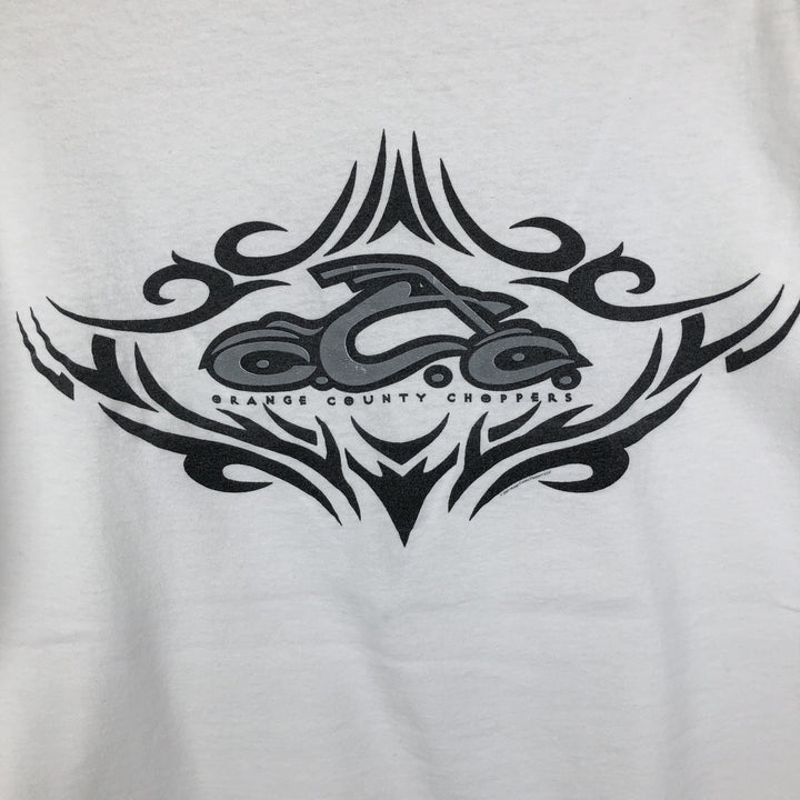 2000'S ODM Orange County Choppers Tribal Motorcycle Long-Sleeve T-Shirt (Men's XL equivalent) cotton white type Vintage Second Hand