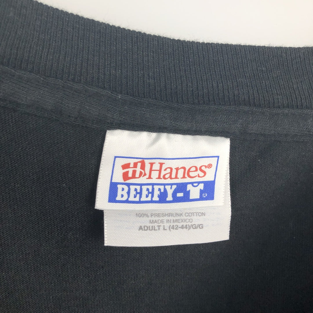 2000'S Hanes BEEFY-T Blue Tag Orange County Choppers Motorcycle Long-Sleeve T-Shirt (Men's Size L) cotton black type Vintage Second Hand