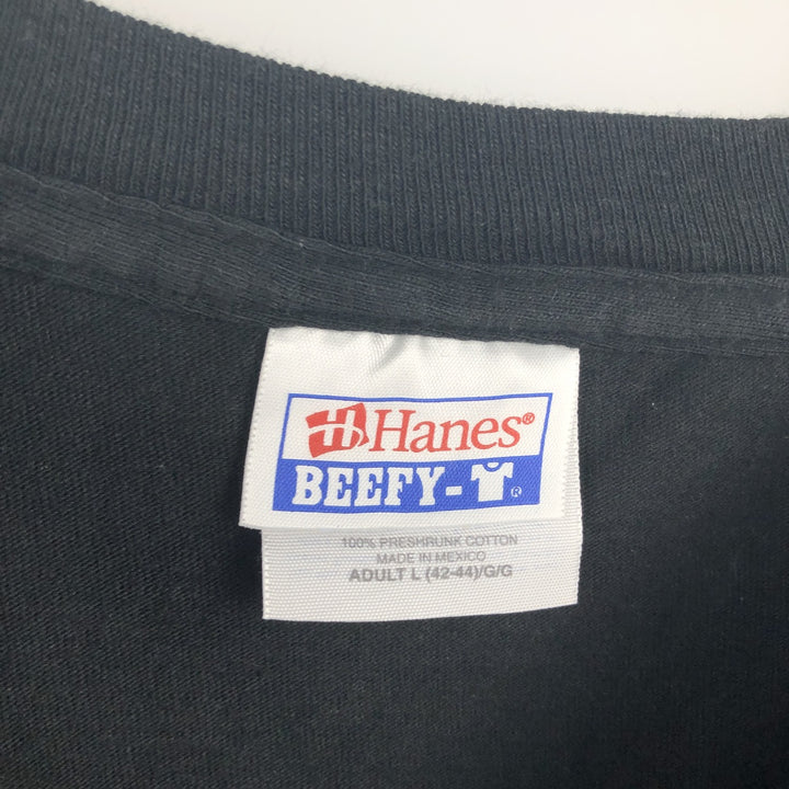 2000'S Hanes BEEFY-T Blue Tag Orange County Choppers Motorcycle Long-Sleeve T-Shirt (Men's Size L) cotton black type Vintage Second Hand