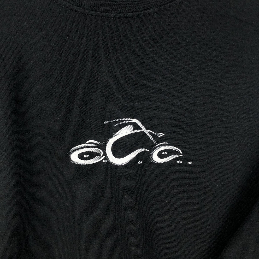 2000'S Hanes BEEFY-T Blue Tag Orange County Choppers Motorcycle Long-Sleeve T-Shirt (Men's Size L) cotton black type Vintage Second Hand