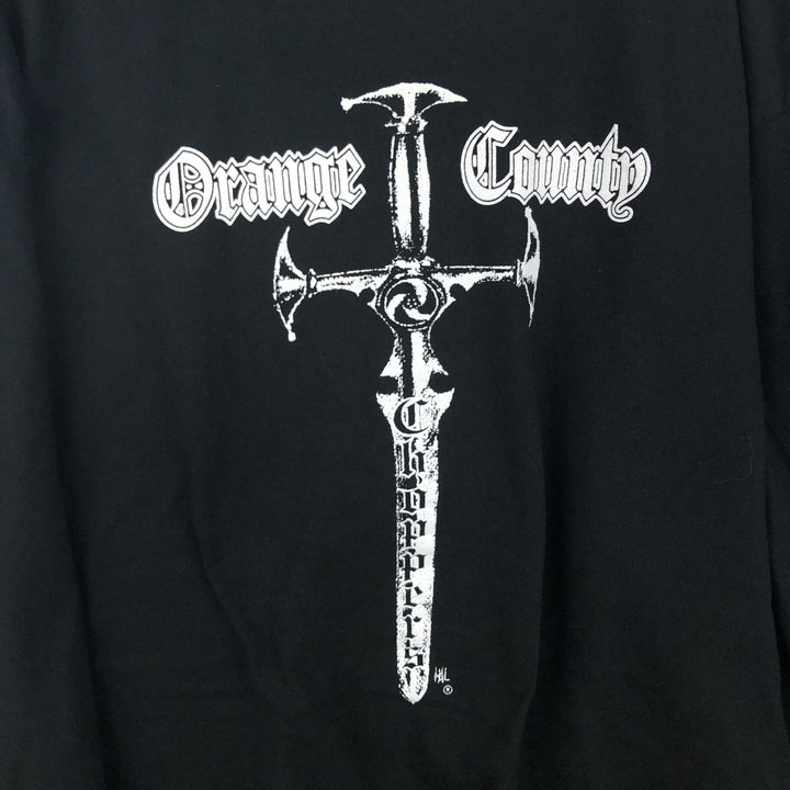 2000'S Hanes BEEFY-T Blue Tag Orange County Choppers Motorcycle Long-Sleeve T-Shirt (Men's Size L) cotton black type Vintage Second Hand