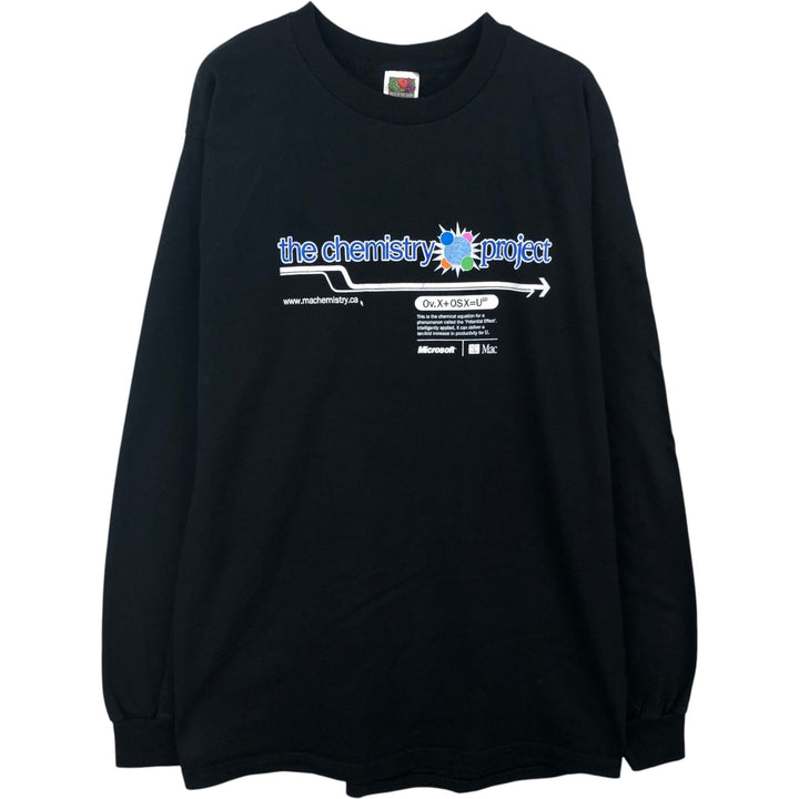 2000'S Fruit of the Loom Heavy Cotton Microsoft Mac Advertisement Long-Sleeve T-Shirt (Men's Size L) cotton black type Vintage Second Hand
