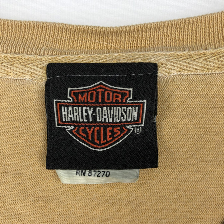 2000'S Harley-Davidson American flag pattern motorcycle long-sleeved T-shirt (Men's size L equivalent) cotton Beige type Vintage Second Hand