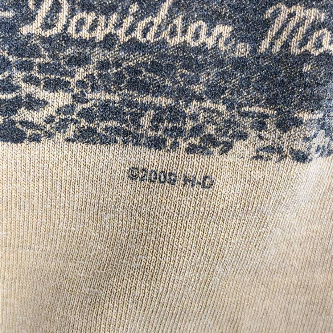 2000'S Harley-Davidson American flag pattern motorcycle long-sleeved T-shirt (Men's size L equivalent) cotton Beige type Vintage Second Hand