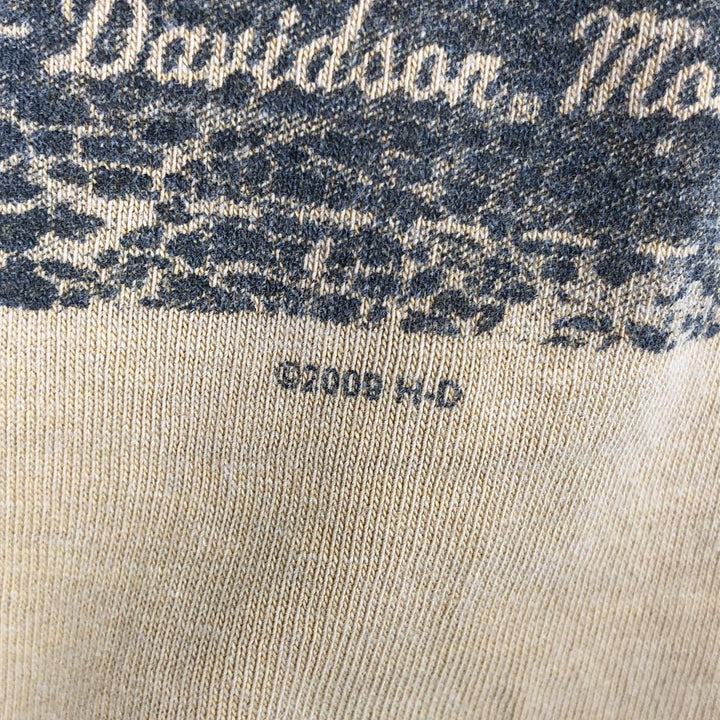 2000'S Harley-Davidson American flag pattern motorcycle long-sleeved T-shirt (Men's size L equivalent) cotton Beige type Vintage Second Hand
