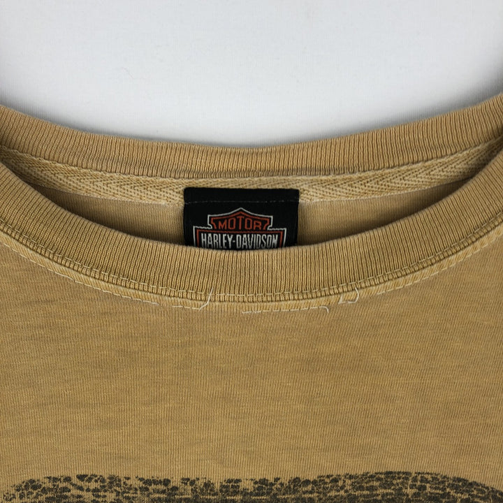 2000'S Harley-Davidson American flag pattern motorcycle long-sleeved T-shirt (Men's size L equivalent) cotton Beige type Vintage Second Hand