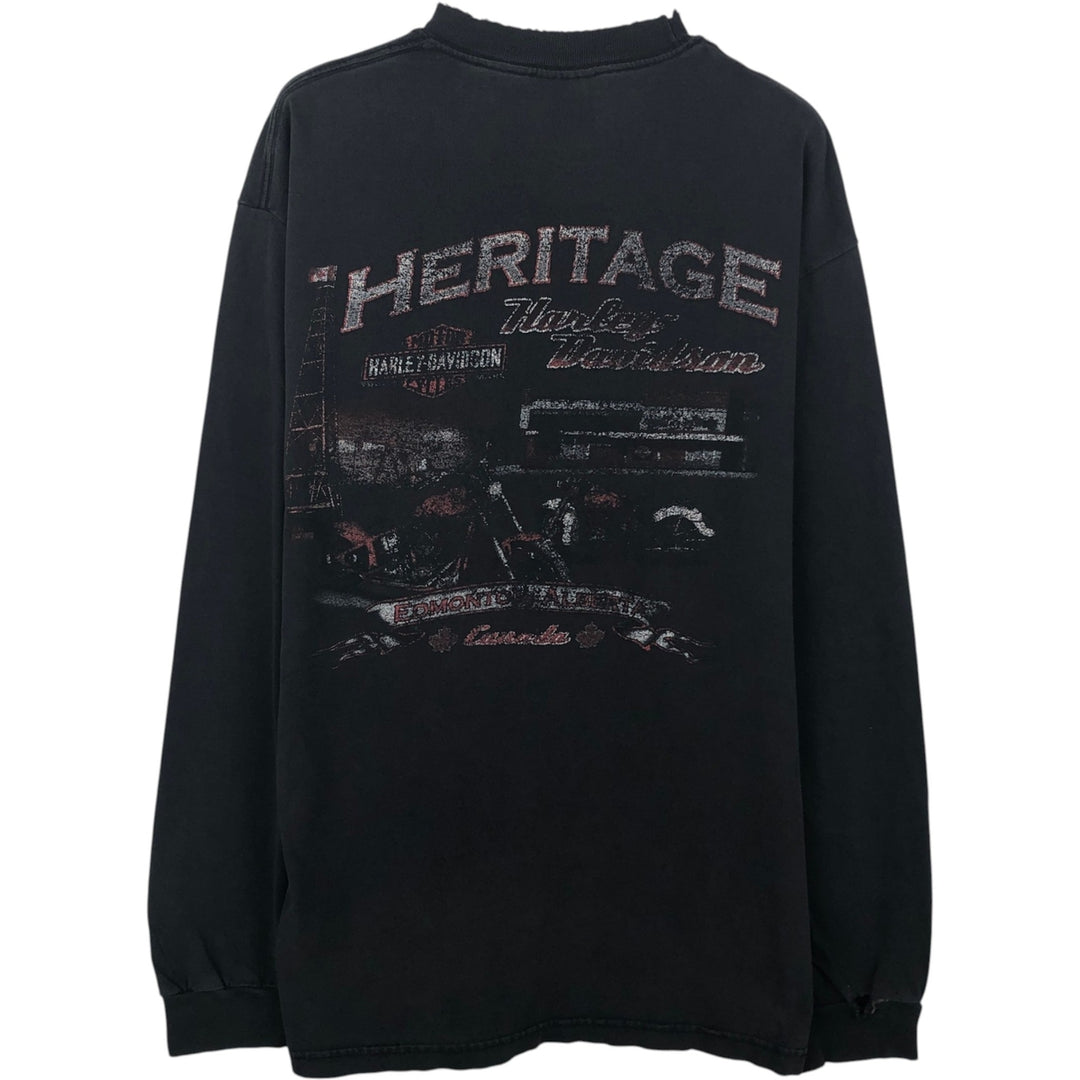 Harley-Davidson Pin-up Girl Motorcycle Long-Sleeve T-Shirt (Men's Size S) unclear black type Vintage Second Hand