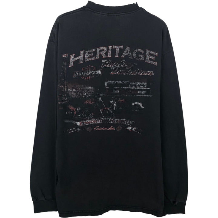 Harley-Davidson Pin-up Girl Motorcycle Long-Sleeve T-Shirt (Men's Size S) unclear black type Vintage Second Hand