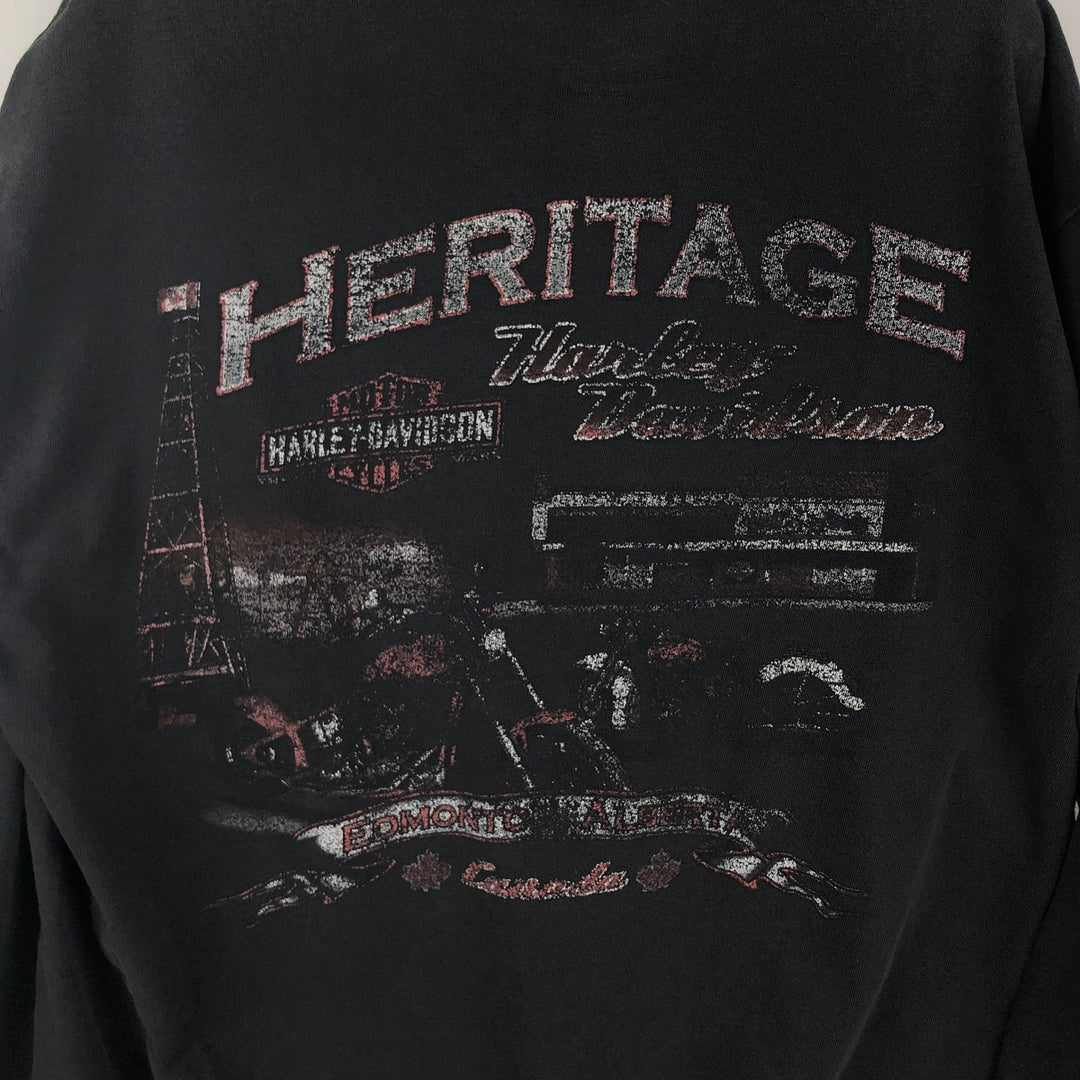Harley-Davidson Pin-up Girl Motorcycle Long-Sleeve T-Shirt (Men's Size S) unclear black type Vintage Second Hand
