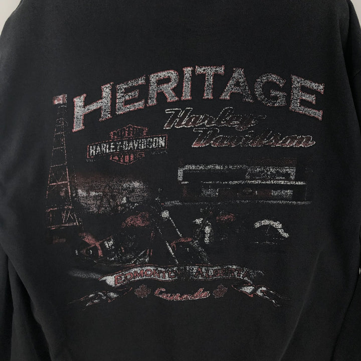 Harley-Davidson Pin-up Girl Motorcycle Long-Sleeve T-Shirt (Men's Size S) unclear black type Vintage Second Hand
