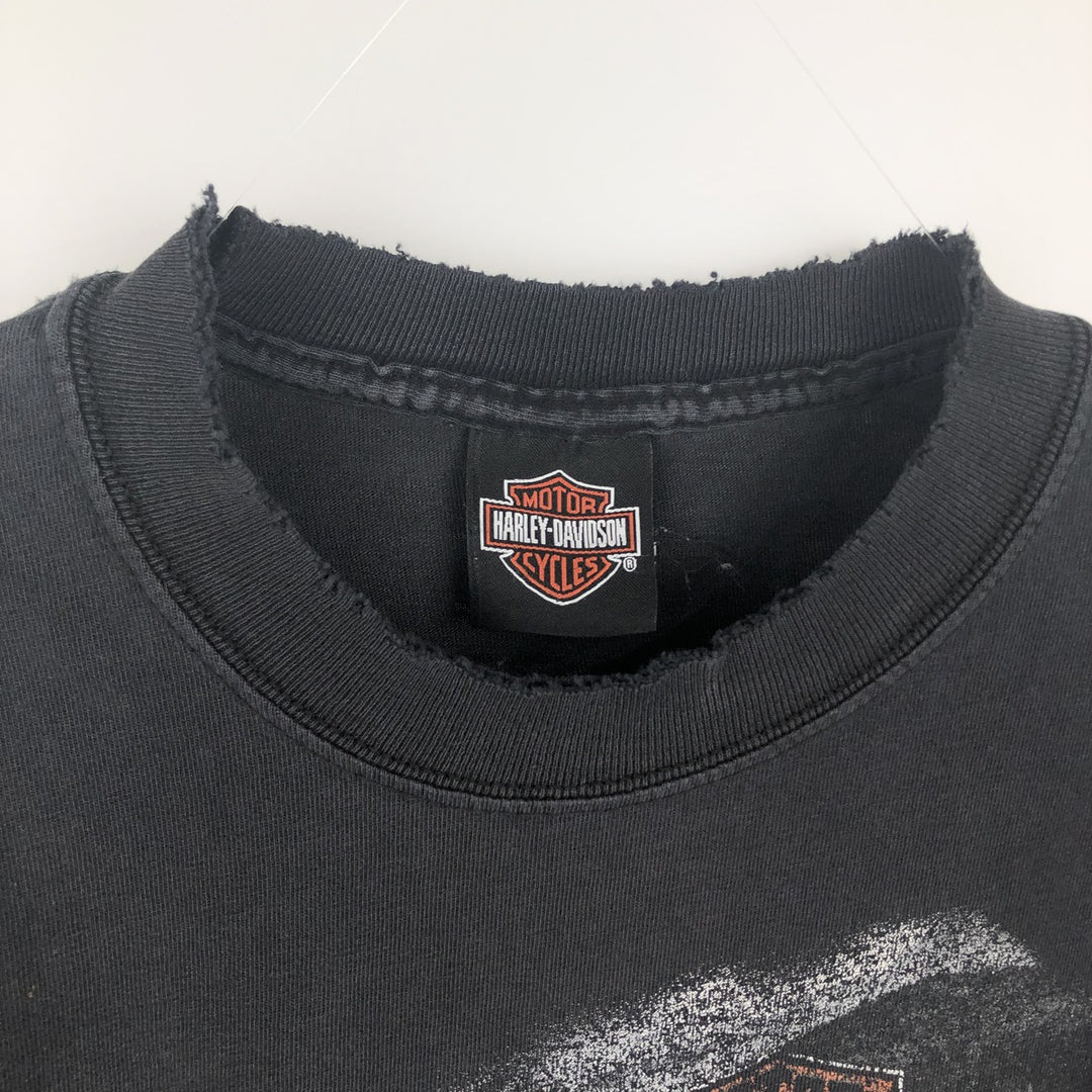 Harley-Davidson Pin-up Girl Motorcycle Long-Sleeve T-Shirt (Men's Size S) unclear black type Vintage Second Hand