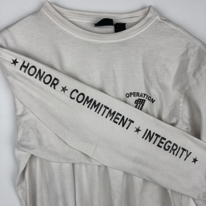 Harley-Davidson American flag pattern motorcycle long-sleeved T-shirt, made in the USA, men's size L equivalent. cotton white type Vintage Second Hand
