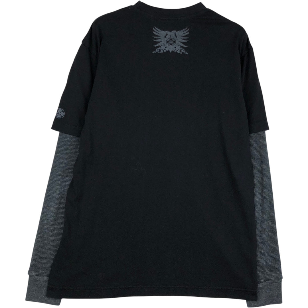 INDEPENDENT Surf Skate Print Long-Sleeve T-Shirt (Men's Size M) unclear black type Vintage Second Hand