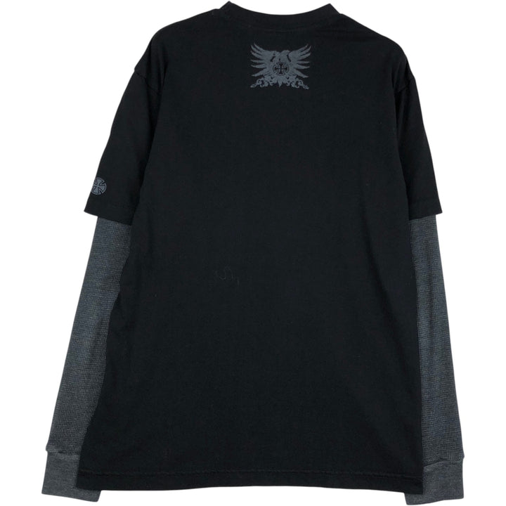 INDEPENDENT Surf Skate Print Long-Sleeve T-Shirt (Men's Size M) unclear black type Vintage Second Hand