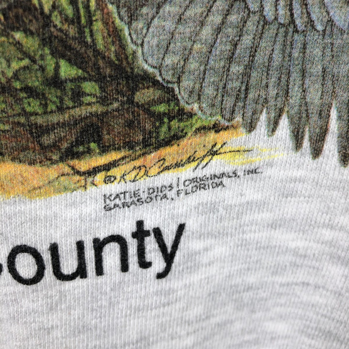 90'S ALORE Bird Print Animal Sweatshirt, Made in USA, Men's XL equivalent, Vintage cotton gray type Vintage Second Hand