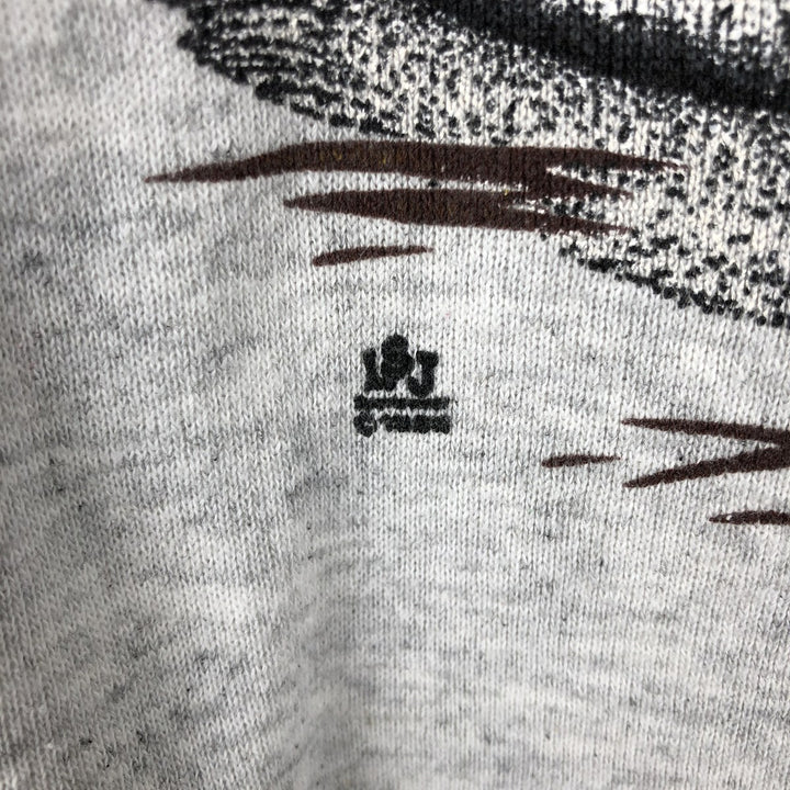 80s-90'S Jerzees Animal Print Sweatshirt (Dog/Bird Print) - Made in USA - Men's XL (approx.) Vintage polyester gray type Vintage Second Hand