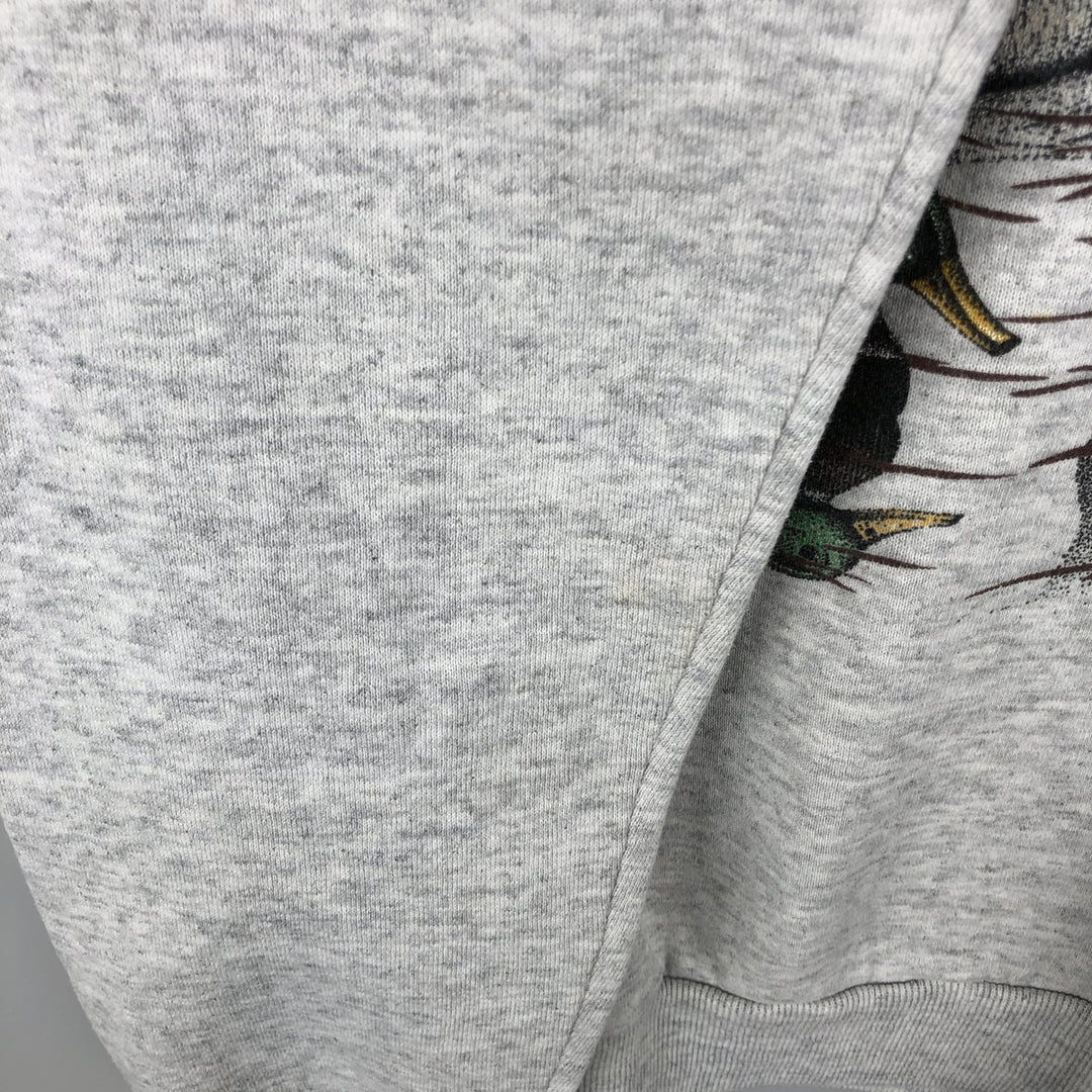 80s-90'S Jerzees Animal Print Sweatshirt (Dog/Bird Print) - Made in USA - Men's XL (approx.) Vintage polyester gray type Vintage Second Hand