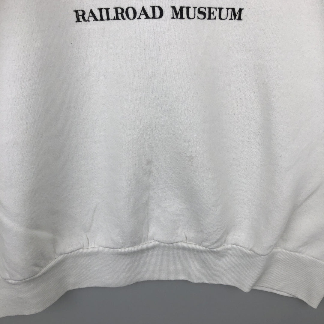 90'S Fruit of the Loom Cat Pattern Animal Sweatshirt, Men's Size L (approx.), Vintage unclear white type Vintage Second Hand