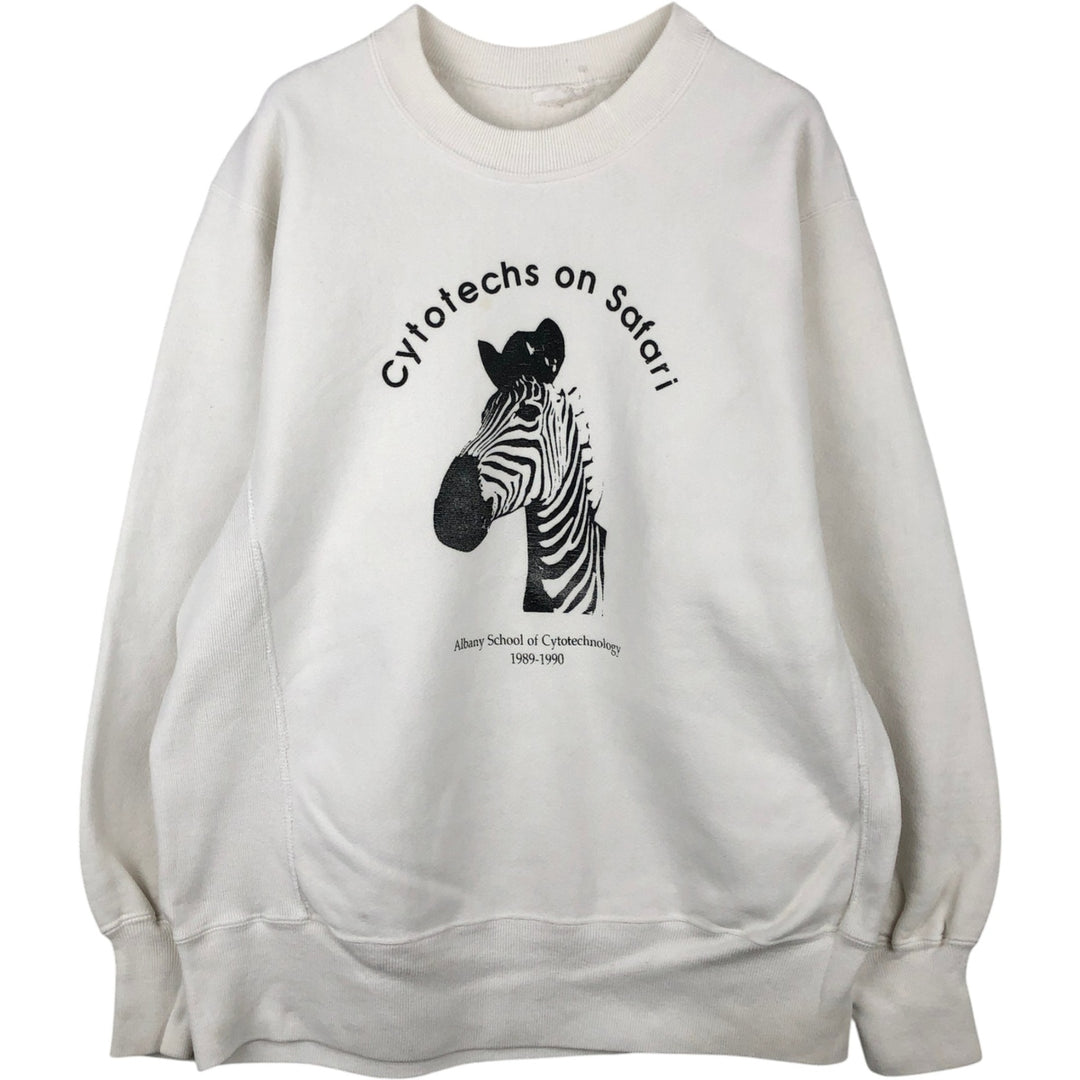 ~90'S Zebra Pattern Animal Sweatshirt, Men's Size M (Equivalent), Vintage unclear white type Vintage Second Hand