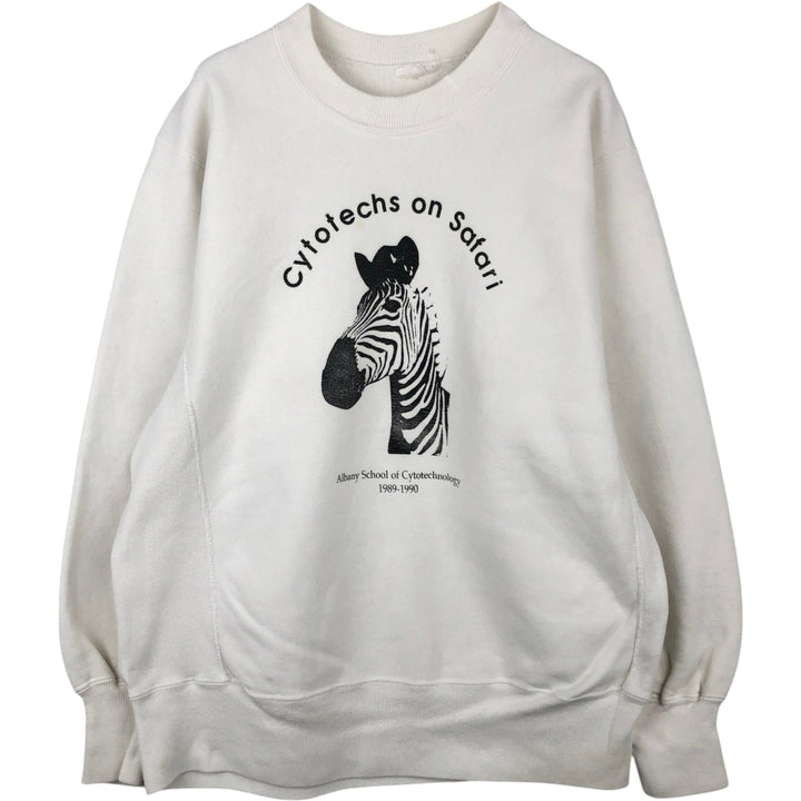 ~90'S Zebra Pattern Animal Sweatshirt, Men's Size M (Equivalent), Vintage unclear white type Vintage Second Hand