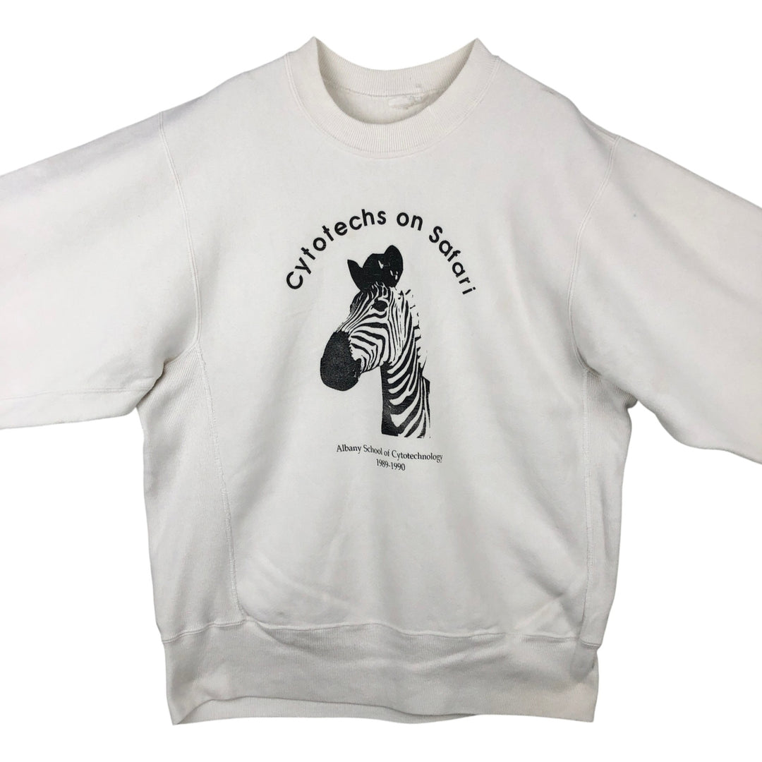 ~90'S Zebra Pattern Animal Sweatshirt, Men's Size M (Equivalent), Vintage unclear white type Vintage Second Hand