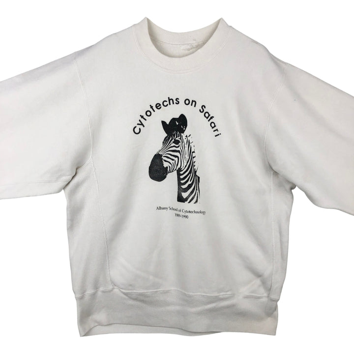 ~90'S Zebra Pattern Animal Sweatshirt, Men's Size M (Equivalent), Vintage unclear white type Vintage Second Hand