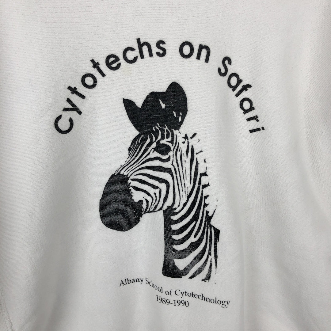 ~90'S Zebra Pattern Animal Sweatshirt, Men's Size M (Equivalent), Vintage unclear white type Vintage Second Hand