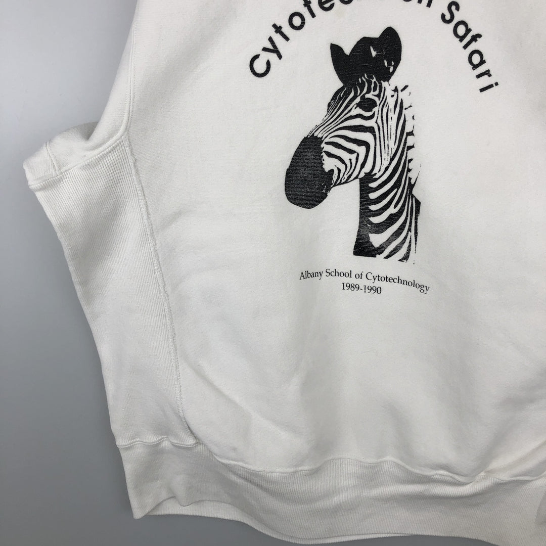 ~90'S Zebra Pattern Animal Sweatshirt, Men's Size M (Equivalent), Vintage unclear white type Vintage Second Hand