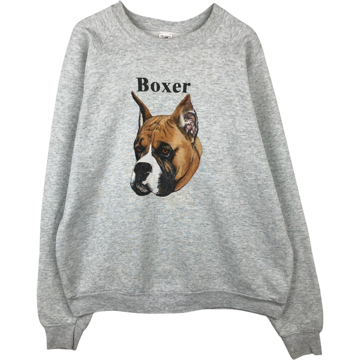 90'S Fruit of the Loom Boxer Shorts with Dog Print Animal Sweatshirt, Made in USA, Men's XXL equivalent, Vintage cotton gray type Vintage Second Hand
