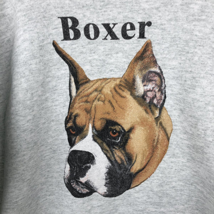 90'S Fruit of the Loom Boxer Shorts with Dog Print Animal Sweatshirt, Made in USA, Men's XXL equivalent, Vintage cotton gray type Vintage Second Hand