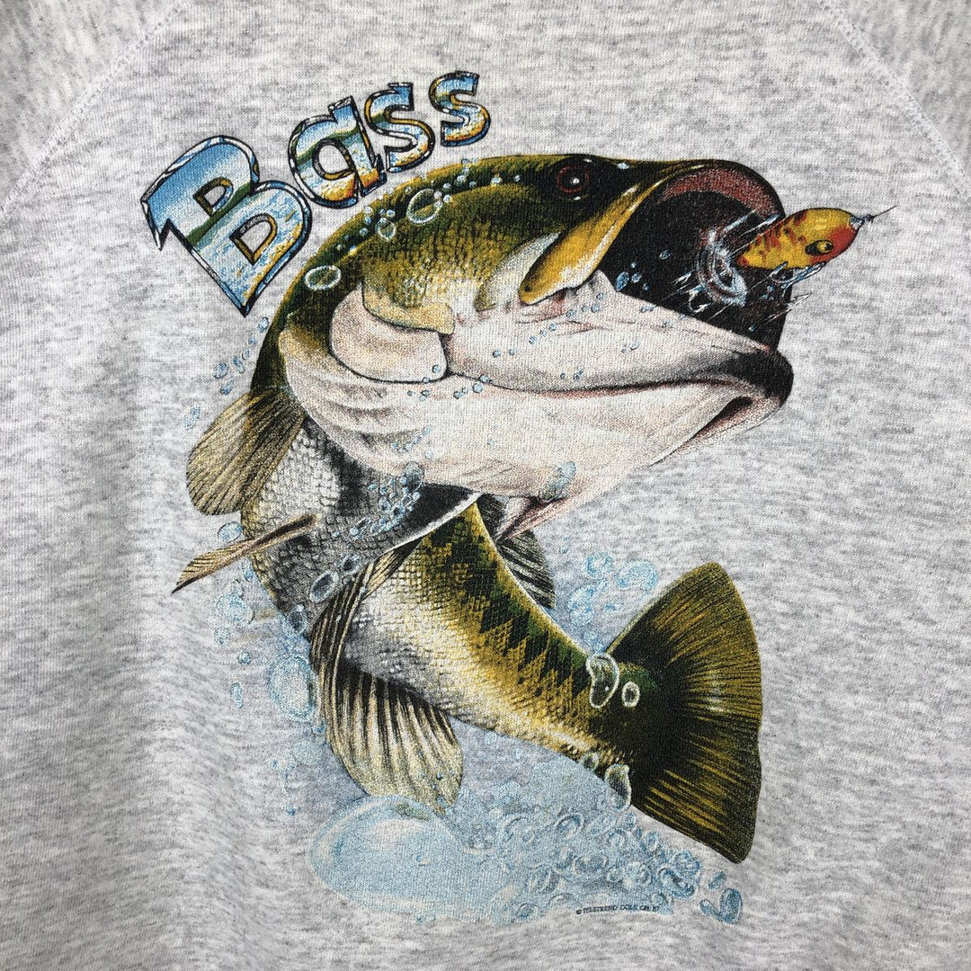 80'S Printed Fish Pattern Animal Sweatshirt, Men's Size XL (Equivalent), Vintage unclear gray type Vintage Second Hand
