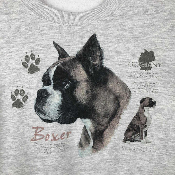 90'S Lee BOXER Boxer Dog Print Animal Sweatshirt, Made in USA, Men's XXL equivalent, Vintage cotton gray type Vintage Second Hand