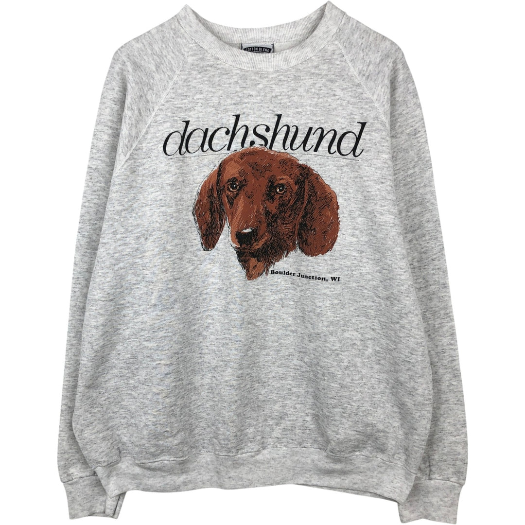 90'S Lee DACHSHUND Dachshund Dog Print Animal Sweatshirt, Made in USA, Men's XXL equivalent, Vintage cotton gray type Vintage Second Hand