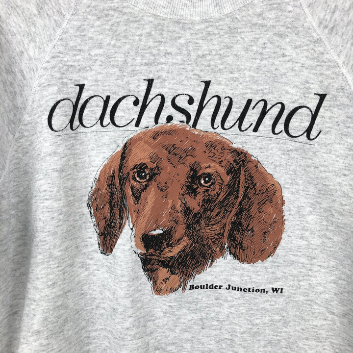 90'S Lee DACHSHUND Dachshund Dog Print Animal Sweatshirt, Made in USA, Men's XXL equivalent, Vintage cotton gray type Vintage Second Hand