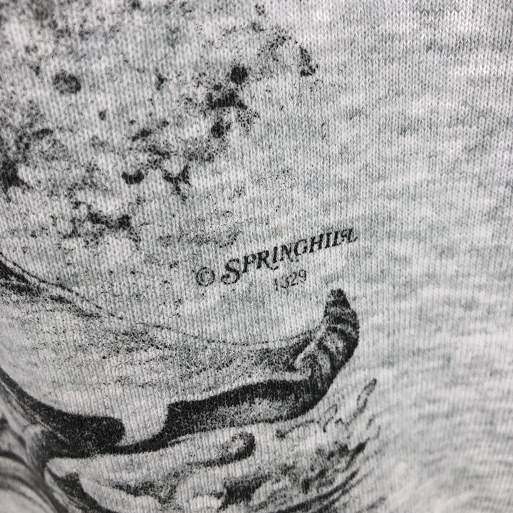2000'S Fruit of the Loom Best Fish Print Animal Sweatshirt (Men's Size L) cotton gray type Vintage Second Hand