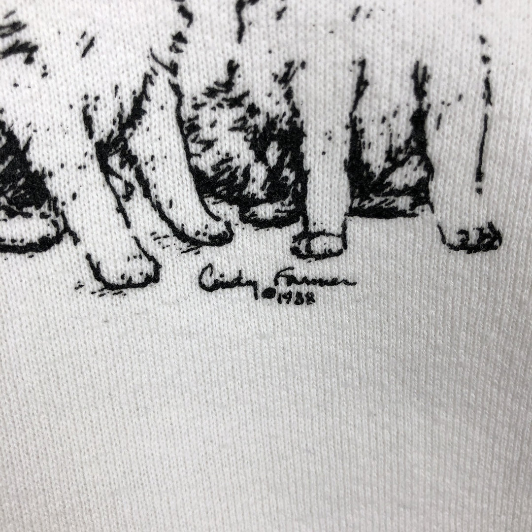 80'S Fruit of the Loom Dog Print Animal Sweatshirt, Made in USA, Men's Size M (Equivalent), Vintage cotton white type Vintage Second Hand