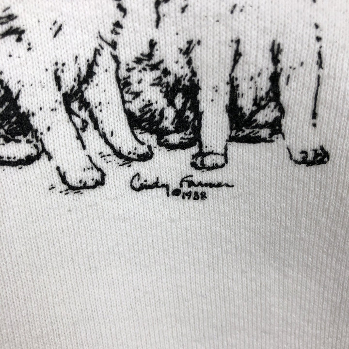 80'S Fruit of the Loom Dog Print Animal Sweatshirt, Made in USA, Men's Size M (Equivalent), Vintage cotton white type Vintage Second Hand