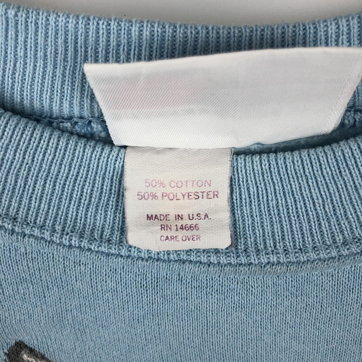 80s-90'S Bassett Walker Dog Print Animal Sweatshirt, Made in USA, Men's Size S (Equivalent), Vintage cotton Blue type light blue Vintage Second Hand