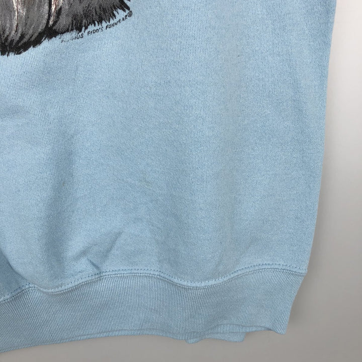 80s-90'S Bassett Walker Dog Print Animal Sweatshirt, Made in USA, Men's Size S (Equivalent), Vintage cotton Blue type light blue Vintage Second Hand