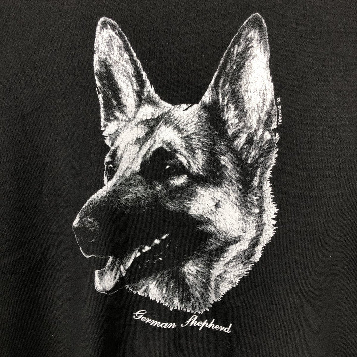 90'S JERSEYS German Shepherd Dog Print Animal Sweatshirt, Made in USA, Men's Size L (approx.), Vintage cotton black type Vintage Second Hand